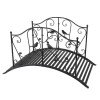 119*67*71cm Black Iron Courtyard Bridge with Bird Pattern Arched Handrail