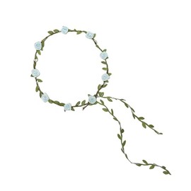 Lofruiin Women's Simulated Rose Flower Wreath Floral Crown Headband Accessories for Beach Travel Photography (Light Blue, Free)