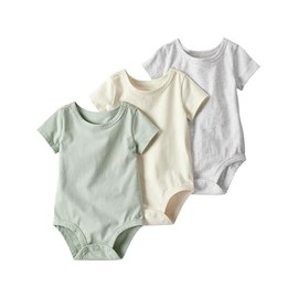 little planet by carter's Baby 3-Pack Short Sleeve Bodysuits made with Organic Cotton, Mint, Sweet Cream, Gray Heather, 24M