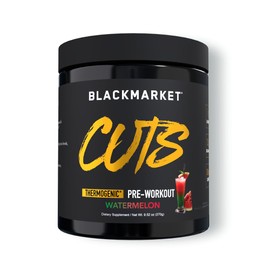 BLACKMARKET CUTS Pre Workout - Flavored Energy Powdered Drink Mix for Men & Women, Great for Muscle Definition, Thermogenic, Creatine Free (Watermelon, 30 Servings)