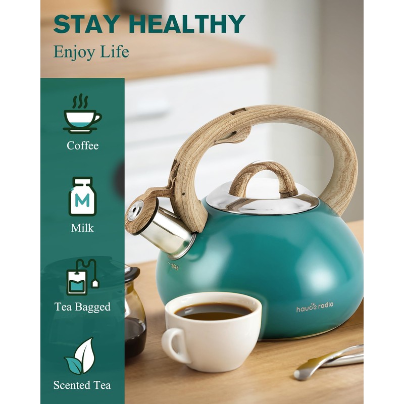 Tea Kettle Stovetop,2.0QT Loud Whistling Kettle for Boiling Water Coffee