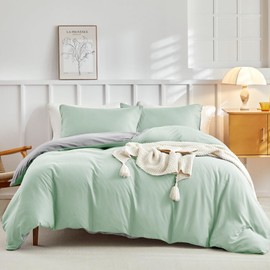 Tokokimo 3-Piece Single Duvet Cover Set Sage Green Duvet Cover with Pillowcase and Deep Fitted Sheet (40cm Mattress Depth) - Single Bedding Sets Ultra-Soft Microfiber, Sage Green