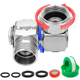Langina Dual Garden Hose Double Swivel, 360 Degree Double Rotating Hose Elbow, 3/4“GHT Female to Male Hose Swivel, Hose Reel Kinking Protector for Garden,Home,RV