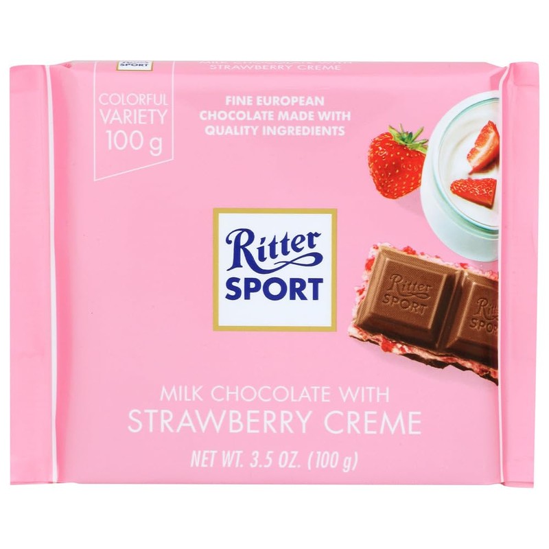 Ritter Sport Milk Chocolate with Strawberry Creme 3.5 oz each