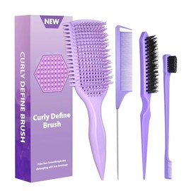 Cepillo Definidor Y Desenredante De Rizos – Cepillo De Doble Ventilación Para Cabello Rizado, Para Cabello Húmedo Y Seco, Con Cerdas Flexibles – Reduce El Encrespamiento Y Suaviza Los Nudos – Pa