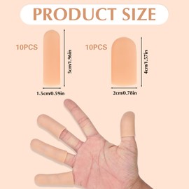 Abeillo Fingerschutz, 20 Stück Fingerschutz Silikon, Gel Fingerlinge, Daumenschutz, Fingerschutz Bei Verletzung, Fingerkappen für Rissige Hände, Ekzemhaut, Arthritis-Schmerzlinderung