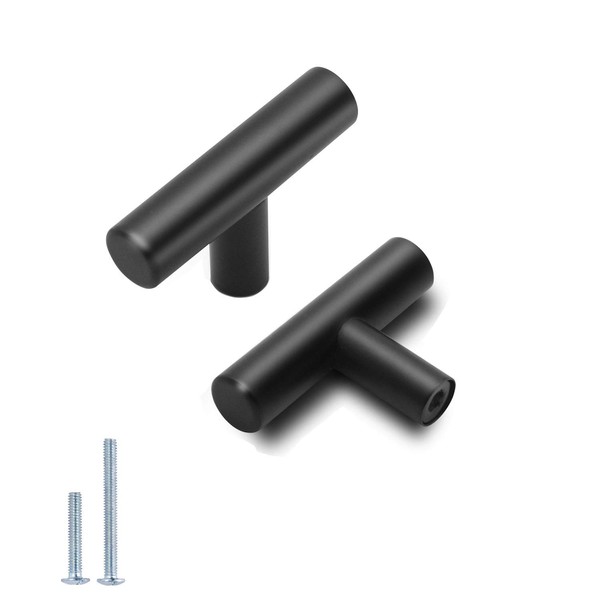 Probrico 15 Pack|Flat Black Cabinet Knobs Single Hole 2 Inch Euro Cabinet