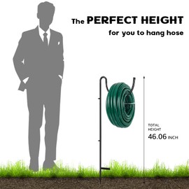 Tandefio Metal Outdoor Hose Holder Ground Mounted Freestanding Hose Hanger Water Hose Holder Stand Heavy Duty Garden Hose Rack for Hose Storage Outdoor Yard Lawn, Black