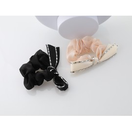 (2 types) Cubic Ribbon Scrunchy Black / (2종) 큐빅 리본 스크런치 블랙