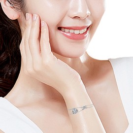 KIMIEVOL Women's Bracelet, Colorful Jewelry, 12 Months, Birthstone, Rose, Flower, Silver, Accessory, Sterling Silver, White Day, Birthday, Mother, Wife, Girlfriend, Christmas Gift, Wrapping Supplies