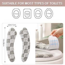 Iensen Thick and Warm Plush Toilet Seat Cover – Washable, Reusable Cushion with TPR Adhesive & Checkered Pattern for Comfort & Insulation (Grey)