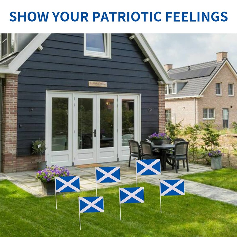 12 Pcs Scotland Stick Flag, 14x21cm Scotland Scottish Flag HandHeld