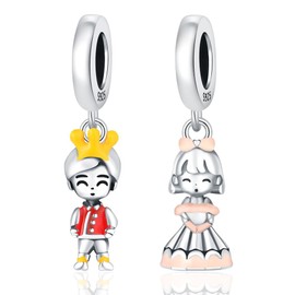 CYCUFF 925 Sterling Silver Charms Suitable for Charm Necklaces, Bracelet Pendants Beads Jewellery Gift for Women Family Friends (Prince & Princess Charms)