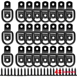 24 Pack D Rings Tie Down Anchors Hooks Heavy Duty 1/4" Trailer Anchor Lashing Rings 2400 lbs for Trailer Truck Bed Cargo Bracket Enclosed Points Pickup Camper Tie Down Straps