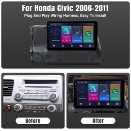 Leadfan Car Stereo Radio Support Wireless CarPlay & Android Auto for Honda Civic 2006 2007 2008 2009 2010 2011, 10.1 Inch Touch Screen Bluetooth Car Stereo with GPS Navigation WiFi Backup Camera