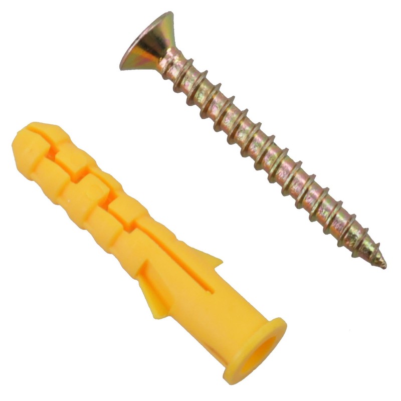 4 x 40mm Countersunk Screws And Wall Raw Plugs For