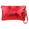 Girly Handbags Womens Genuine Italian Metallic Leather Clutch Bag (Red)