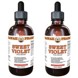 Sweet Violet Liquid Extract, Sweet Violet (Viola Odorata) Leaf Powder Tincture, Herbal Supplement, Hawaii Pharm, Made in USA, 2x4 fl.oz