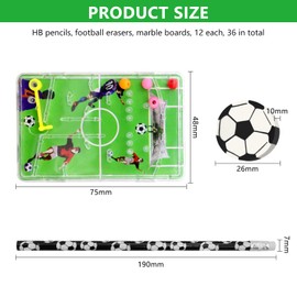 Pack of 12 Football Party Bag Pencils and 12 Pieces Plastic Football Eraser 12 Pieces Pinball Game Football Playing Field Football Decoration Birthday Children Pencils with Eraser for School