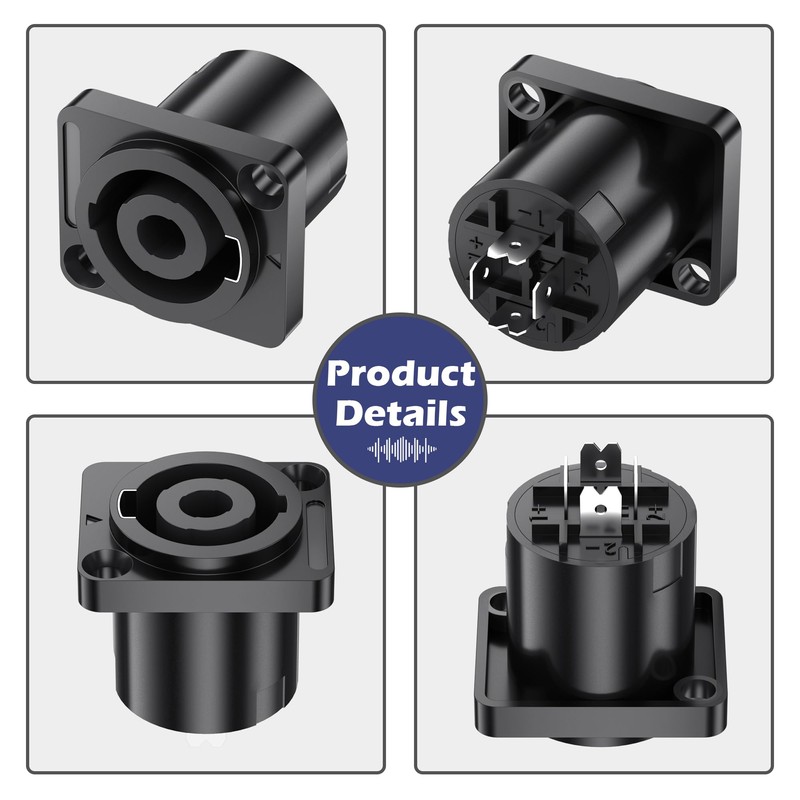Jumwa 4 Pack 4 Pole Speakon Panel Twist Lock Speaker