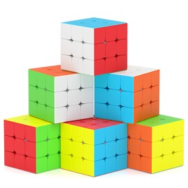 ROXENDA Magic Cube Set, Speed Cube Set [Pack of 6] - Easy Turn & Smooth Play, Super Gift IQ Games for Children (Stickerless)