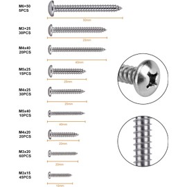 WELLOCKS WELLOCKS Selbstschneidende Schrauben | M5 x 25mm | 50 PCS Edelstahl Schrauben Kit | Rundkopf Pan Blechschrauben Holzschrauben Set | fr Hausgemachte Reparatur Holzarbeiten Indoor Outdoor (D035525)