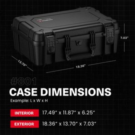 Condition 1 18" Medium Waterproof Hard Case with Foam, Model 801, Portable Protective Storage Box for Travel, Tactical Gear, Made in USA, 18.36"x13.70"x 7.03" Flat Dark Earth