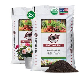Brut Organic Potting Soil 1 CU FT – Premium Plant Soil with Organic Worm Castings, Trace Minerals & Perlite – Chemical-Free, Filler-Free – Ideal Potting Mix for Indoor & Outdoor Plants – Pack of 2