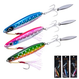 Goture Metal Jigs, 1.4 oz (40 g), Set A, Luminous, Laser, Leadfish, Lure, Iron Plate, Sequined Three Hooks, Long Throw, Sea Bass, Bluefish, Shoreside Fishing, Shore Jigging, 3 Pieces