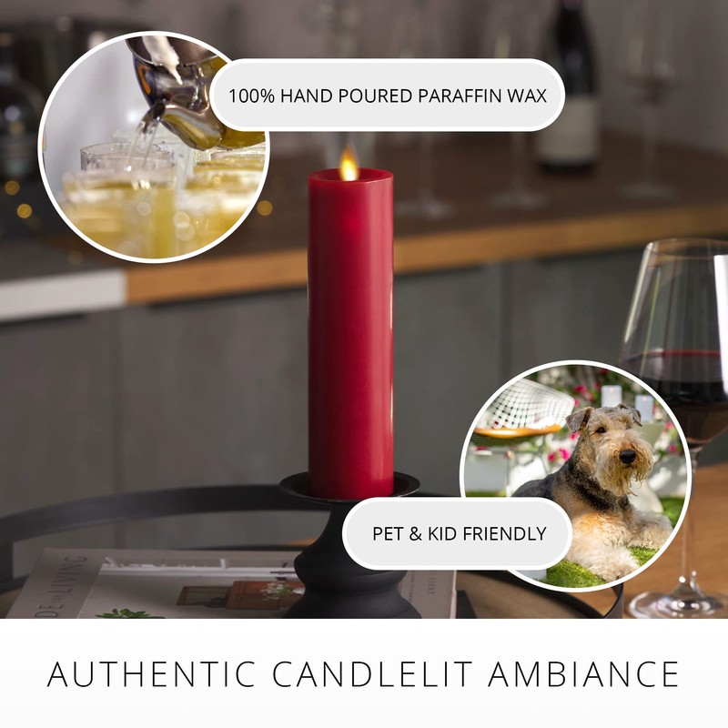 Luminara Classic Slim Flameless LED Candle, Burgundy 2" x 7.9",