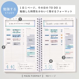 Iroha Publishing GSSD-13 Notebook, Ring Notebook, Study Planner, Daily Checkered, Length 7.9 inches (200 mm), Width 5.5 inches (140 mm), Thickness 0.7 inches (18 mm)