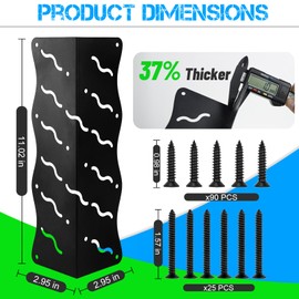 Set of 8 Raised Garden Bed Corner Brackets with Wood Screws, Rust Resistant Metal Connectors 11" x 3" x 3" for 20"-24" Beds, Raised Bed Corners for Vegetable Planter Garden Matte Black