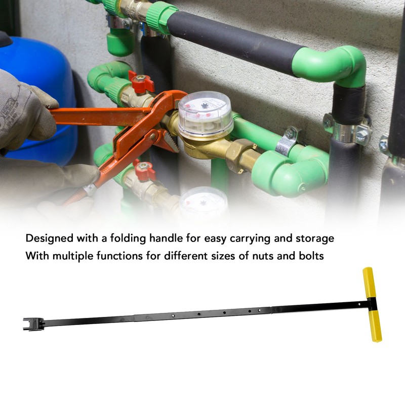 Water Meter Wrench Foldable T Handle Steel Multifunctional Water Shut
