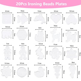 Pack of 20 Ironing Beads Plates, Ironing Beads Templates 5 mm, 20 Transparent Animal Ironing Beads Shapes Ironing Beads Pegboard Templates for Beads for Crafts for Children Gift Boys Girls