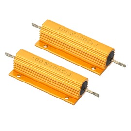 PATIKIL 100W 100 Ohm Aluminum Shell Resistor 2pcs Aluminum Housing Resistor Cased Wire Wound Resistor Screw Tap Power Resistor Golden