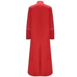 Men's Cassock Robe Church Long Robe Choir Minister Clergy Pulpit Liturgical Multicolored Uniform (M, Red + White Lines)