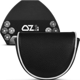 Golf Mid Half Mallet Putter Head Cover Fit for OZ.1/MEZZ.1/MEZZ.1 MAX Magnetic Closure Centre-shaft Club Protector Black PU Leather
