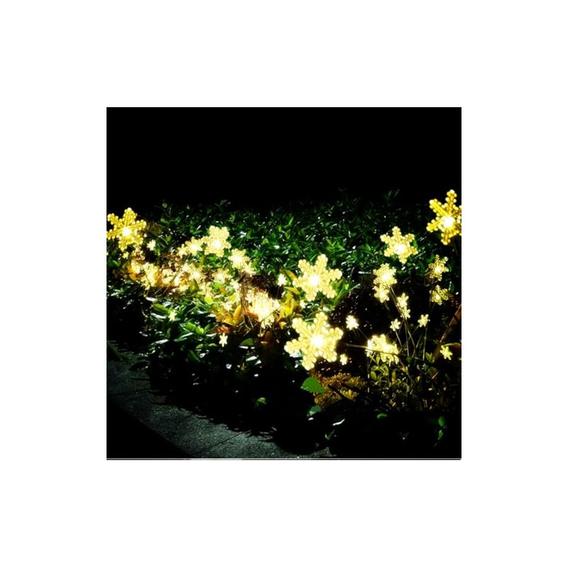 Snowflake Solar Powered Outside Garden Stake Lights, Outdoor Red Green