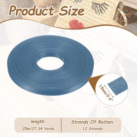 PATIKIL 27.3 Yards x 0.6" Paper Rattan Weaving Cane, 12-Ply Paper Rattan Weave Basket Weaving Supplies for DIY Home Kitchen Decoration Basket Crafts, Gray Blue