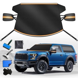Car Windshield Cover for Snow and Ice, Car Windshield Snow Cover Kit with Side Mirror Cover, 600D Frost Guard Windshield Cover, Winter Frost Hail Protector for Sedan Truck SUV and MPV