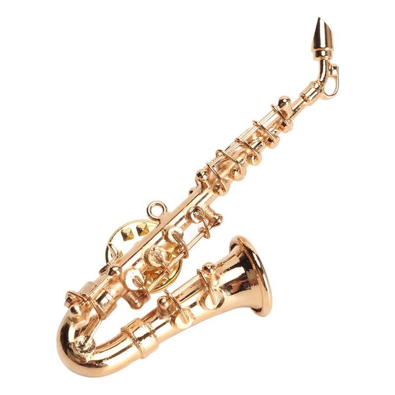 Musical Instrument Brooch, Brass Miniature Saxophone Brooch Pin Music Pins