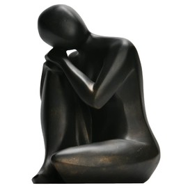 Guichifun Thinker Statue Resin Abstract Sculpture - Collectible Woman Figurine Art Home Office Bookshelf Decorative Objects Desktop Black Decor for Men&Women 5.25 X 6.25 X 8.5 Inch