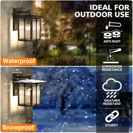 Yoenecea Retro Outdoor Wall Light for House, Outdoor Lighting Fixtures Wall Mount with Ribbed Glass, Soptted Black Aluminum Exterior Wall Lantern for Front Porch Garage Patio (12.2''H, 1 pc)