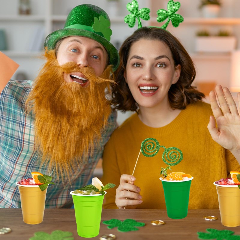 60 Pcs St. Patrick's Day Plastic Cups 16 Oz Drinking