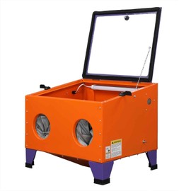 Motorhot 25 Gallon Portable Air Sandblasting Cabinet,40-80 PSI Power Air Sand Blasting Cabinet,Heavy Duty Steel Sandblasting with Spray Gun & 4 Nozzle Bench Top Cabinet for Rust Removal,Stain,Paint