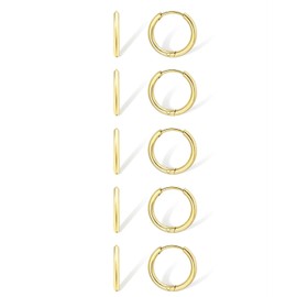 Small Gold Hoop Earrings for Women Set: 5 Pairs Lightweight 14K Gold Minimalist Huggie Hoop Earrings Cartilage Hoop Earring Helix Earring Tiny Gold Hoops for Women Men Girls 1.6MM Thickness Hypoallergenic Earring Sets for Multiple Piercing (14K Gold - 5 