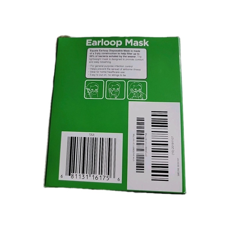 Supplements4me Equate Earloop Disposable Facemasks, 20 count