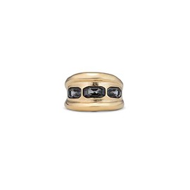 Uno de 50 18K Gold Plated Metal Alloy Ring with 3 Grey Faceted Crystals