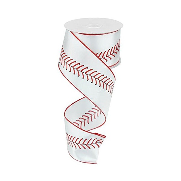 Baseball Ribbon w/Wired Edgeing-2.5 inch x 10 yards (100% Polyester)