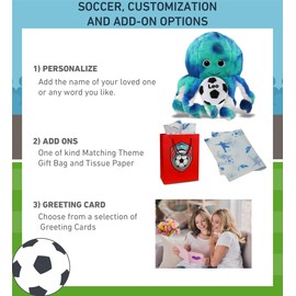 DolliBu Blue Tie-Dye Octopus Stuffed Animal with Soccer Ball Plush - Soft Huggable Octopus Playtime Plush Toy, Cute Ocean Life Gift, Super Soft Plush Doll Animal Toy for Kids, Adults - 10 Inches